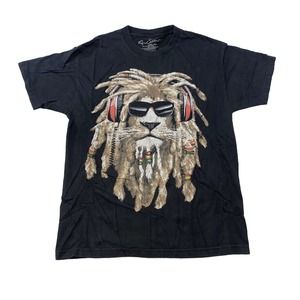 Lion Hipster Graphic Tee Thrifted Vintage Style Size L